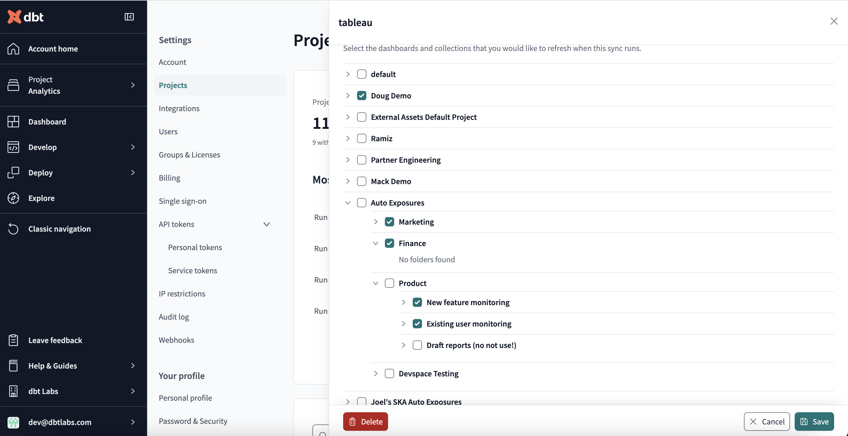 Select the collections you want to include for the downstream exposures.